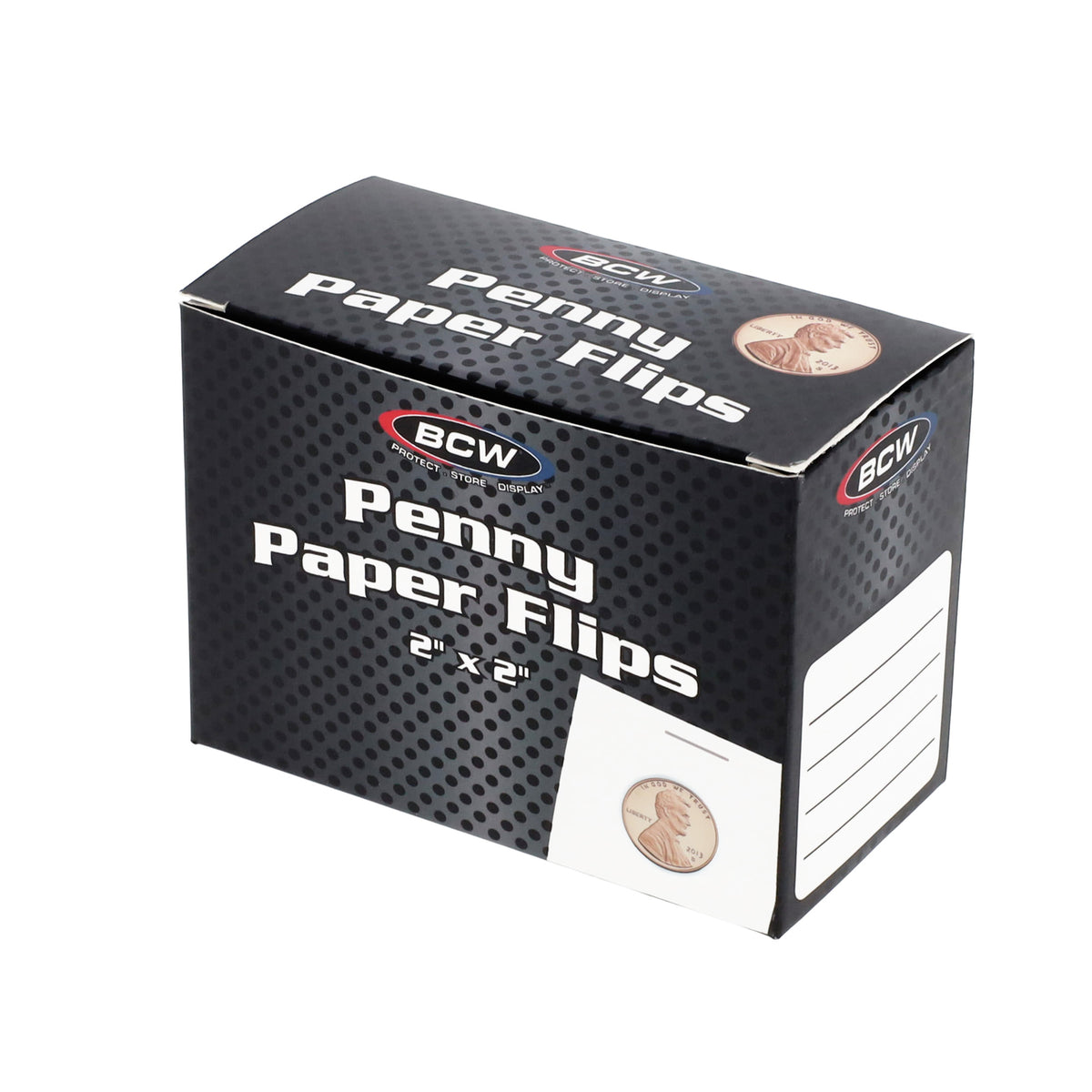 BCW Paper Flips - 2" x 2" - Penny - Box – angled view