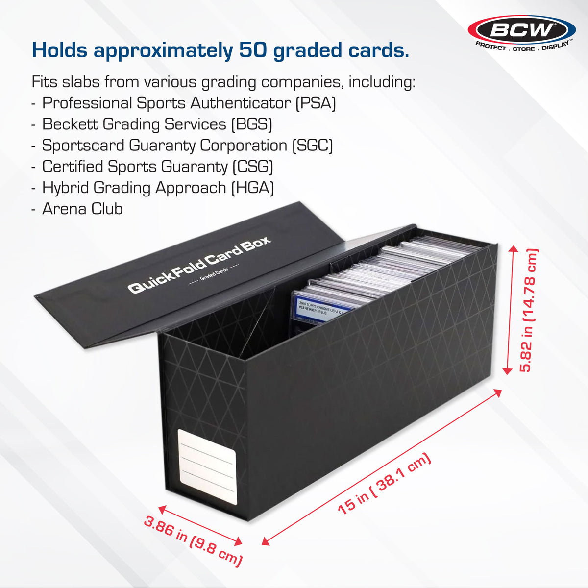 BCW 3 Pack Quickfold Card Boxes - Graded Cards – dimensions and specifications
