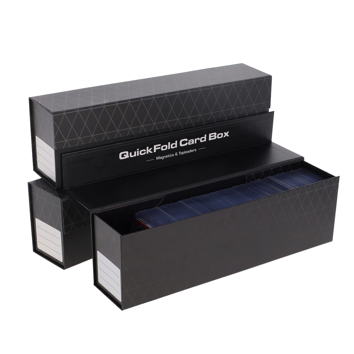 BCW 3 Pack Quickfold Card Boxes - Magnetic & Toploaders – open view