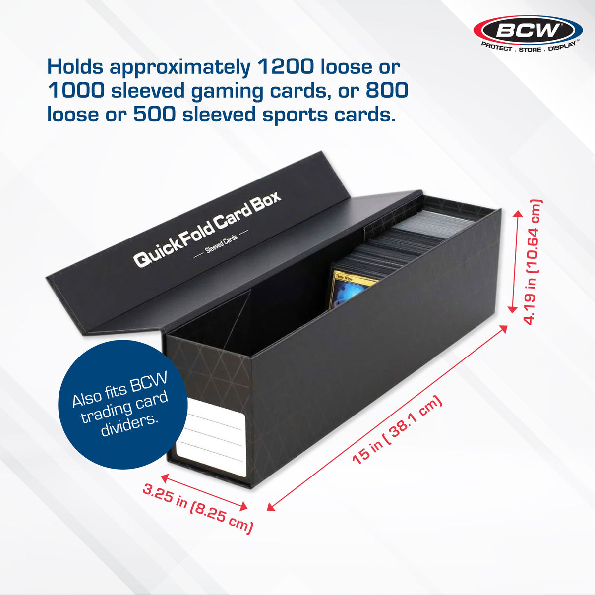 BCW 3 Pack Quickfold Card Boxes - Sleeved Cards – dimensions and specifications