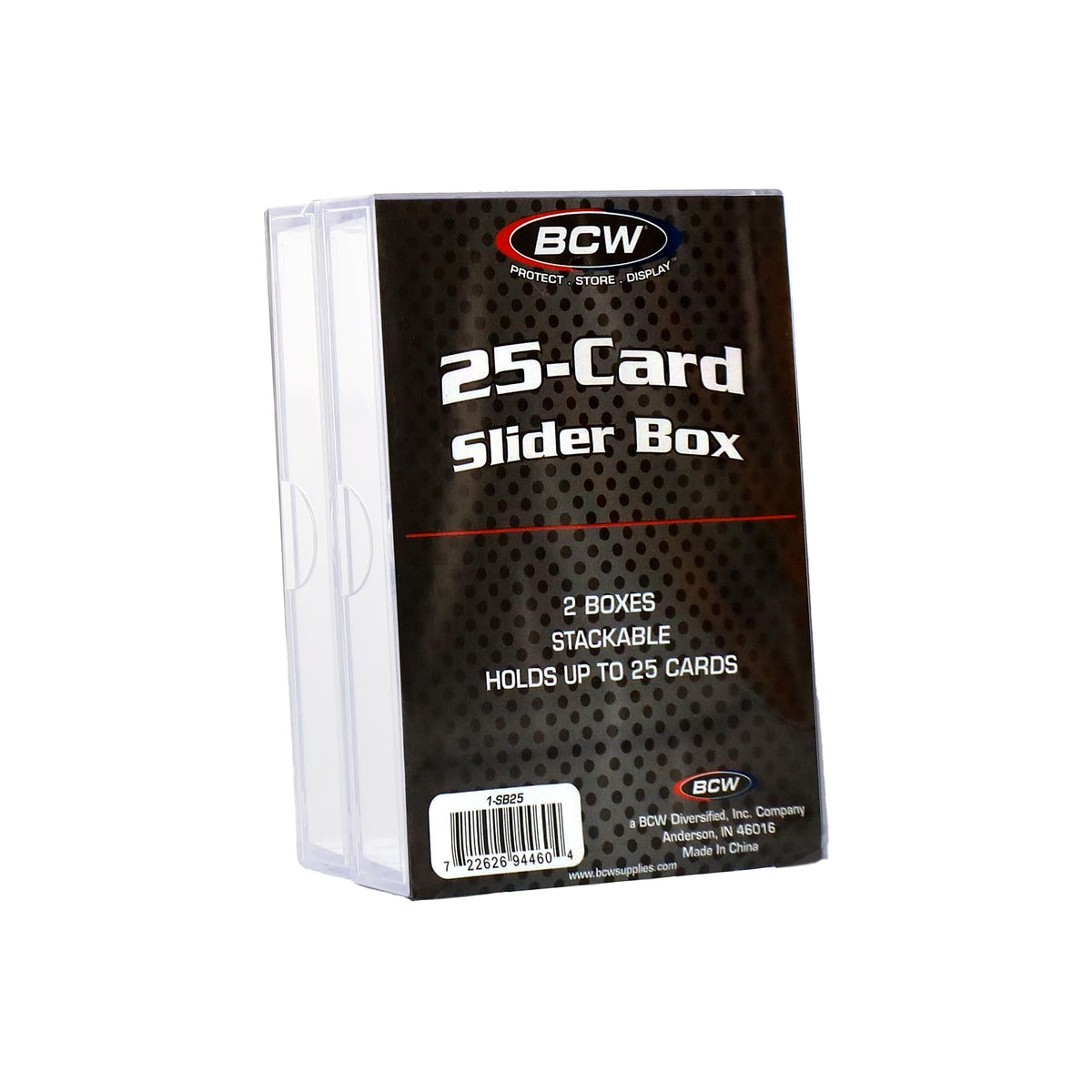 BCW 2-Piece Slider Box - 25 Count – angled view