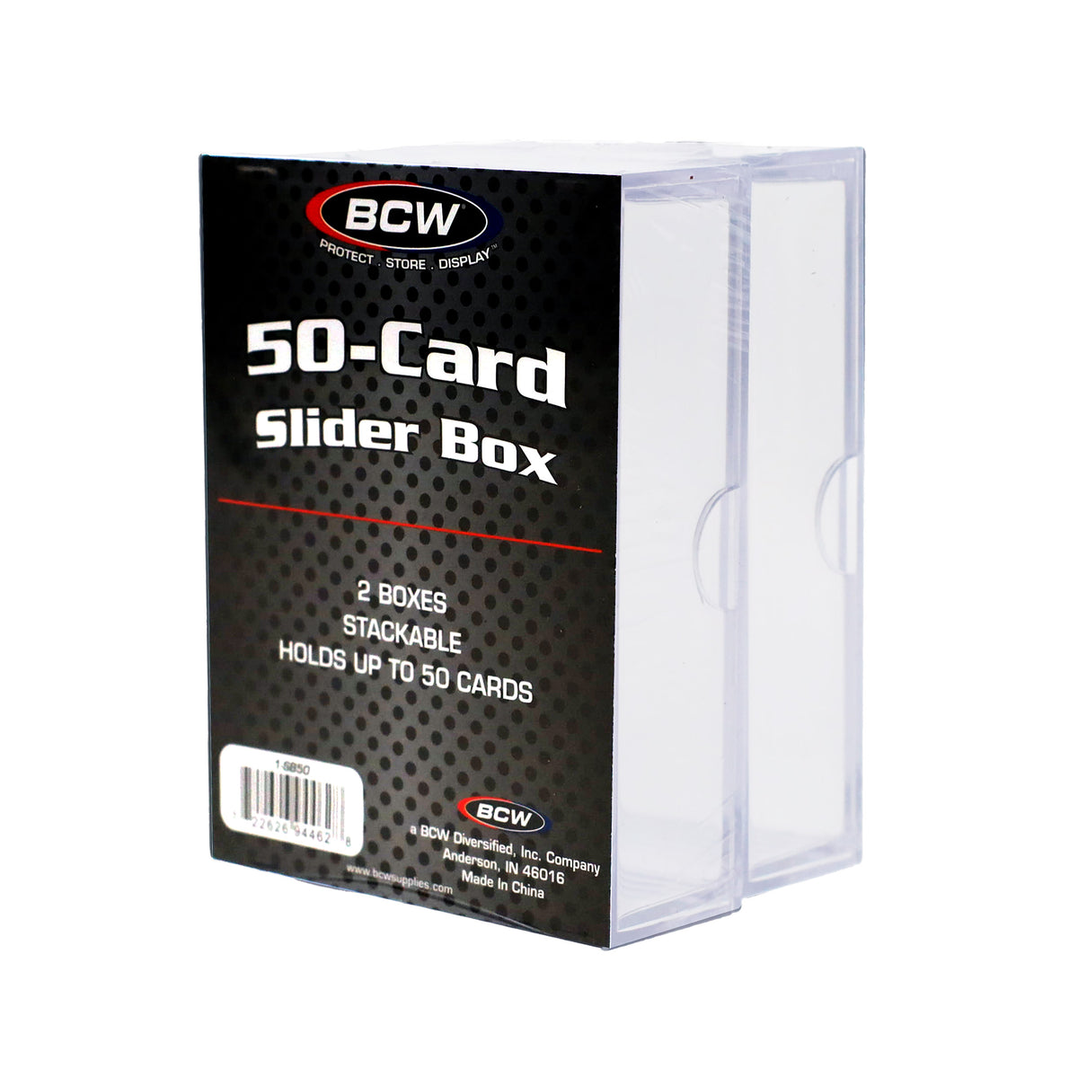 BCW 2-Piece Slider Box - 50 Count – angled view