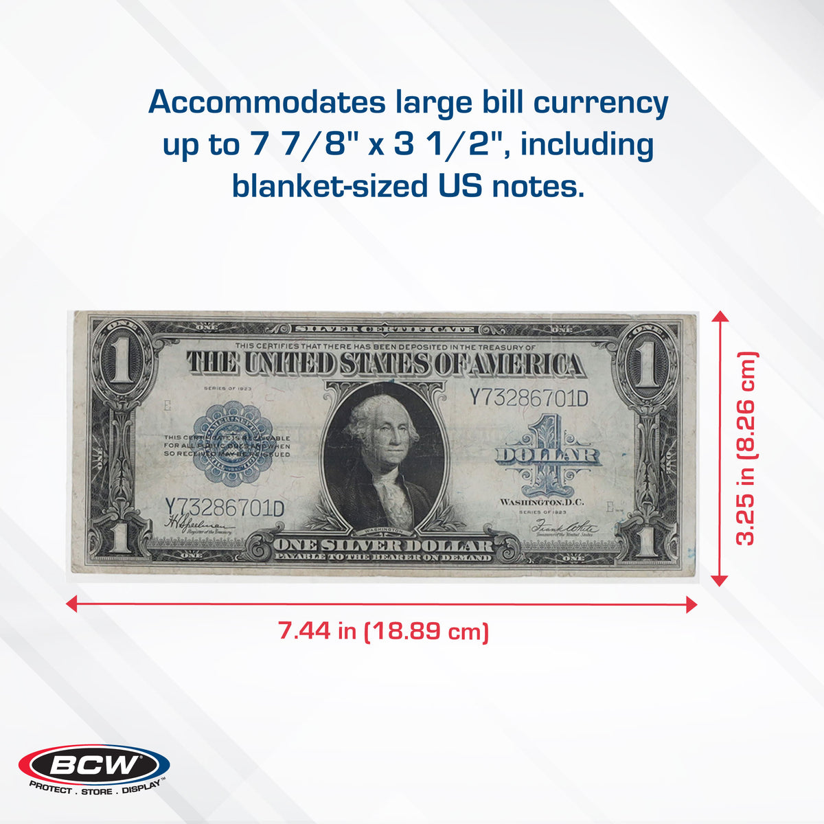 BCW Currency Sleeves - Large Bill – dimensions and specifications