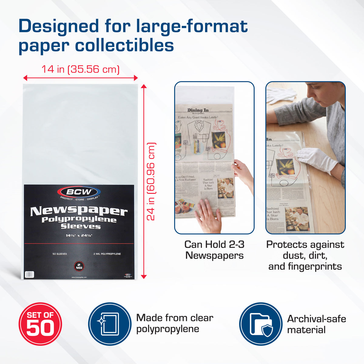 BCW Newspaper Sleeves - 14 x 24 – front product view