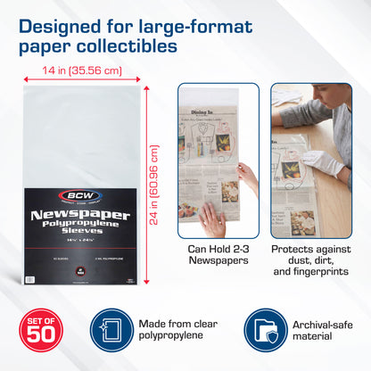 BCW Newspaper Sleeves - 14 x 24 – front product view