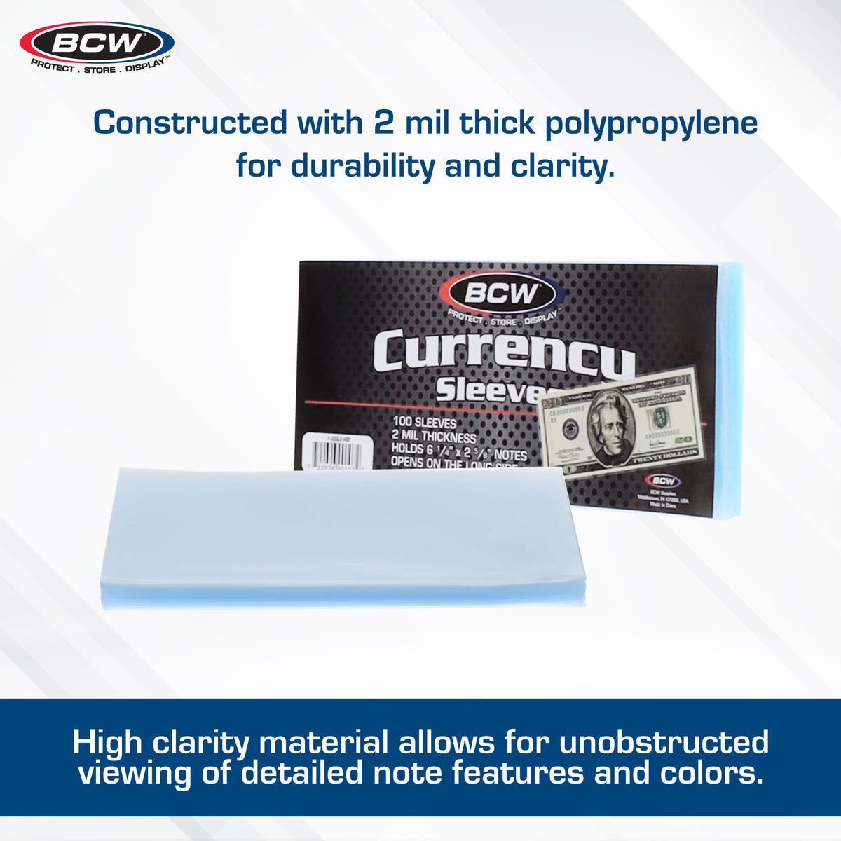 BCW Currency Sleeves - Regular Bill – dimensions and specifications