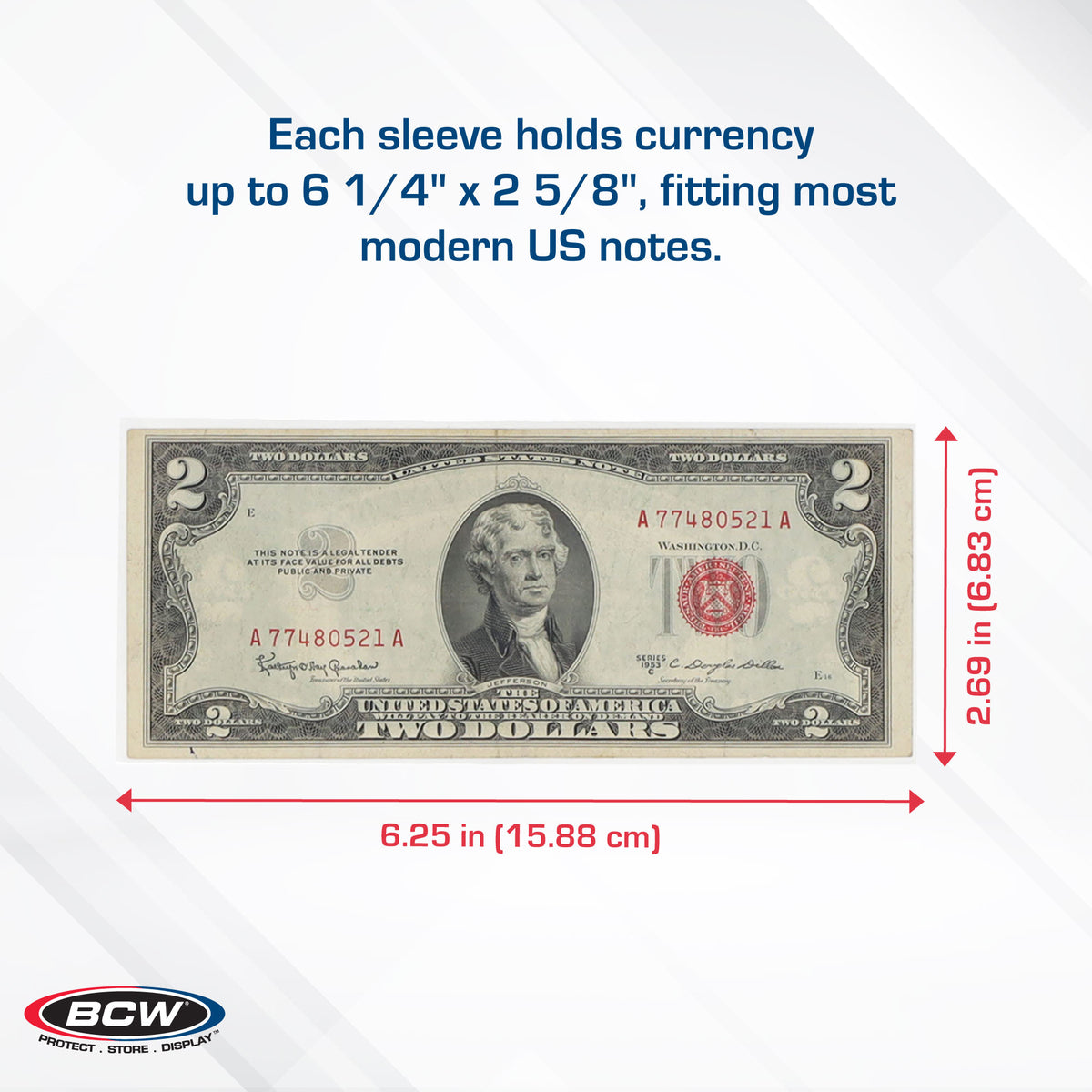 BCW Currency Sleeves - Regular Bill – dimensions and specifications