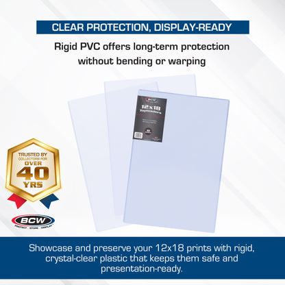 BCW 12 × 18 Rigid Poster and Photo Protector – dimensions and specifications