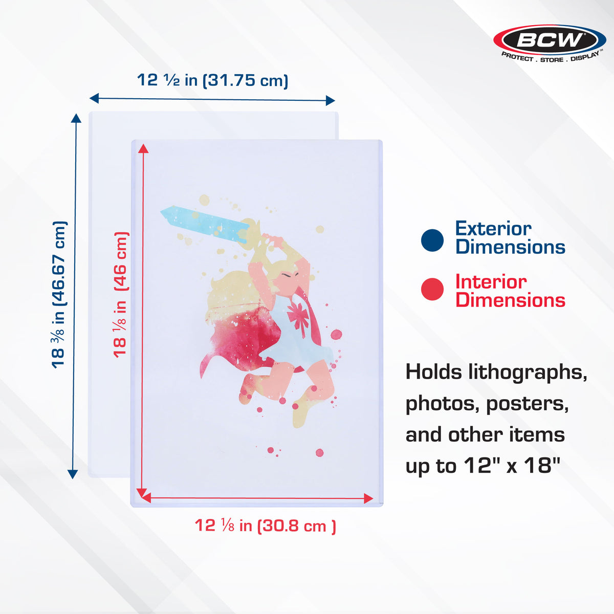 BCW 12 × 18 Rigid Poster and Photo Protector – dimensions and specifications