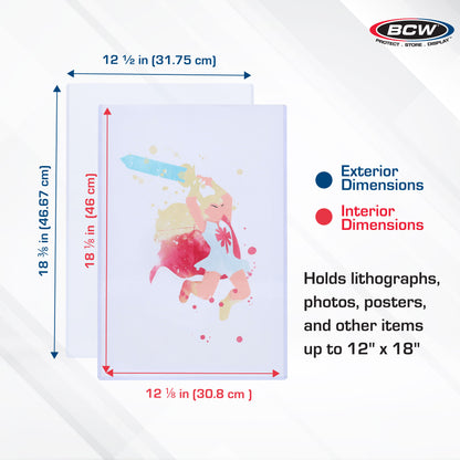 BCW 12 × 18 Rigid Poster and Photo Protector – dimensions and specifications