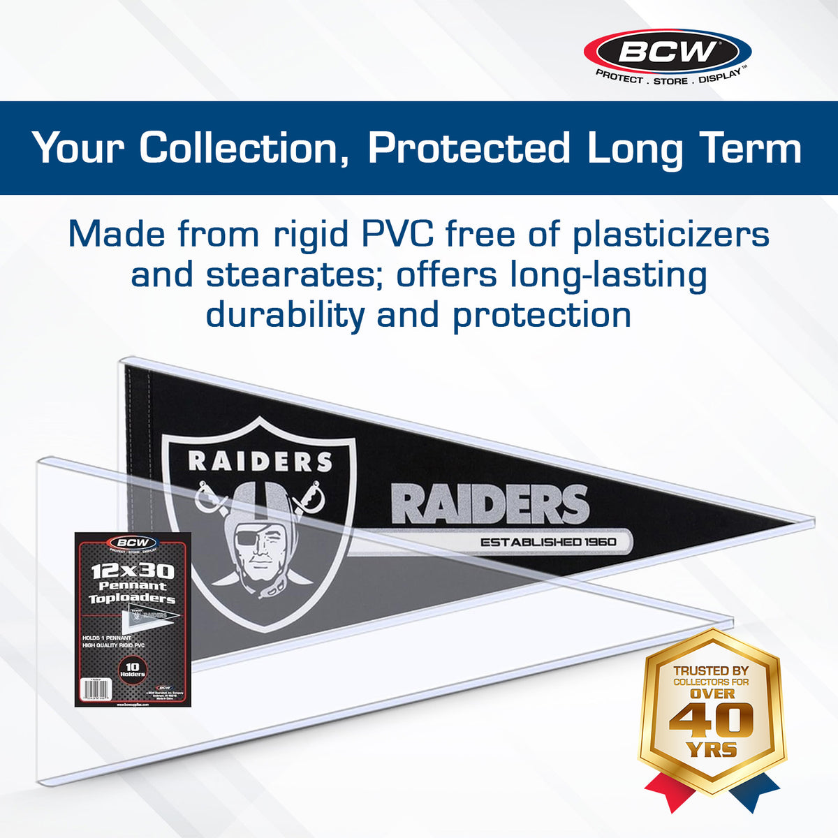 BCW 12 × 30 Rigid Pennant Protector – dimensions and specifications