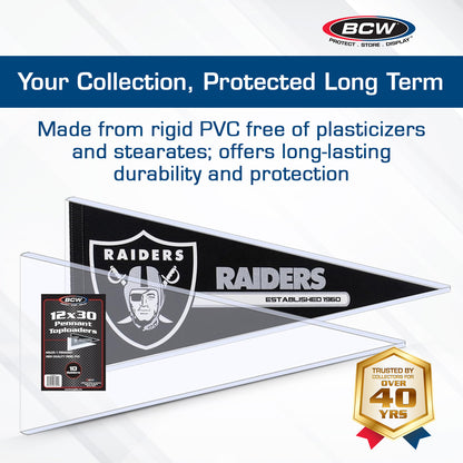 BCW 12 × 30 Rigid Pennant Protector – dimensions and specifications