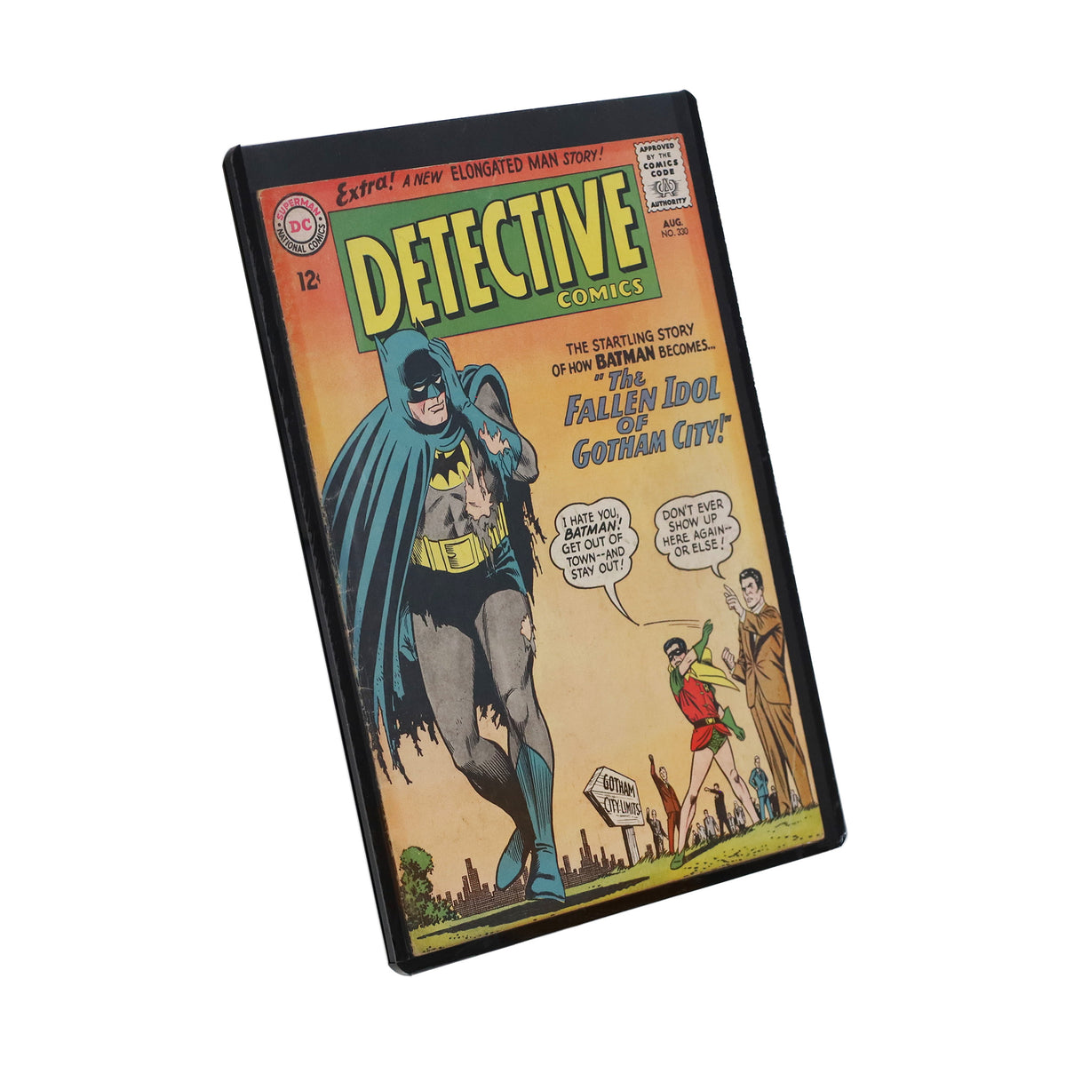 BCW Rigid Silver-Age Comic Book Protector – Black – angled view