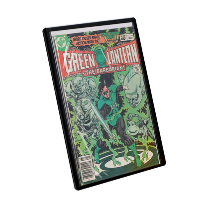 BCW Rigid Silver-Age Comic Book Protector – Black – angled view