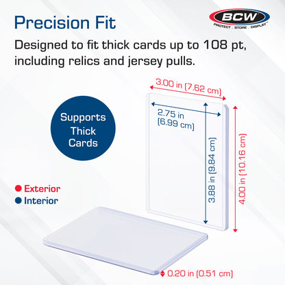 BCW 108 Pt Rigid Trading Card Protector – dimensions and specifications