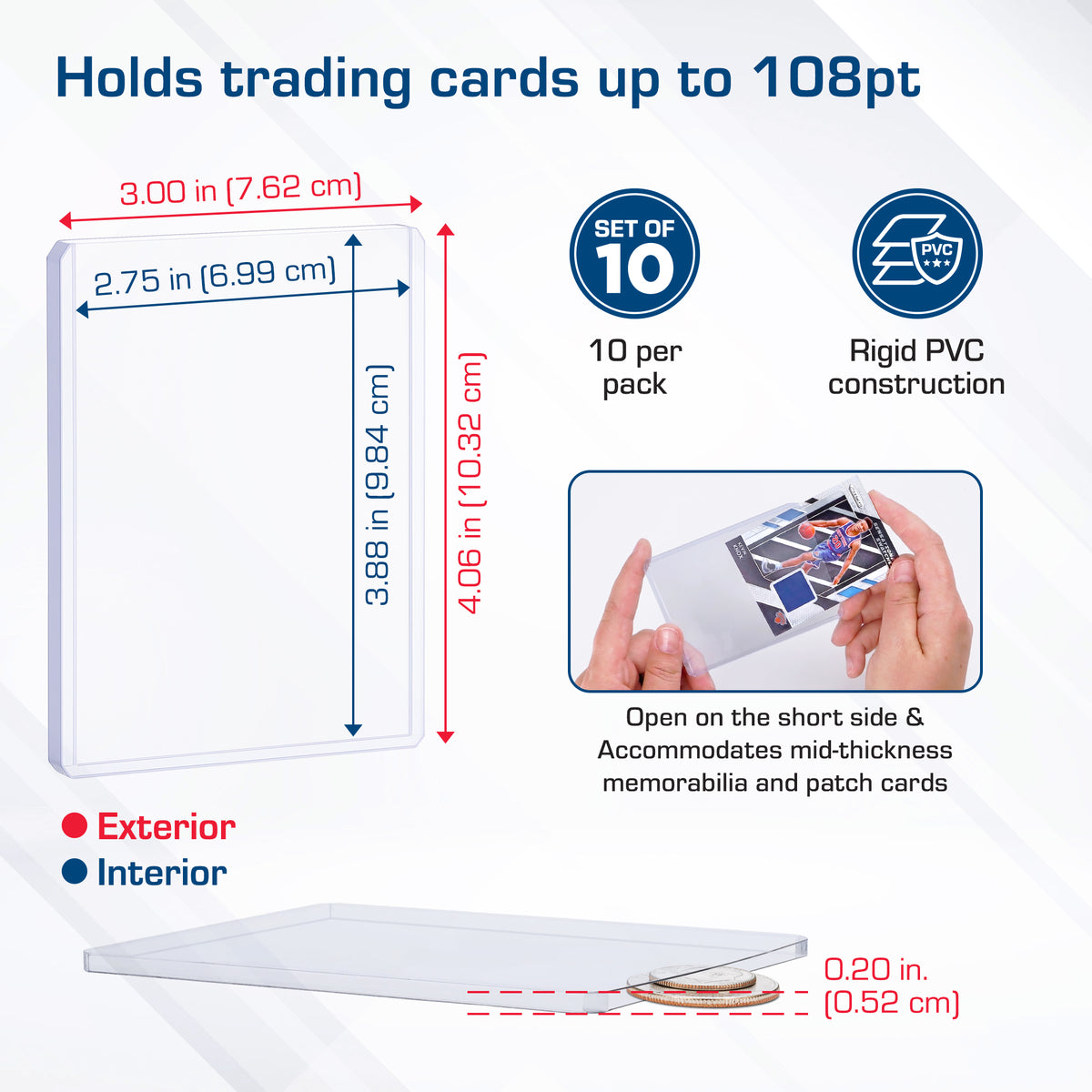 BCW 108 Pt Rigid Trading Card Protector – dimensions and specifications
