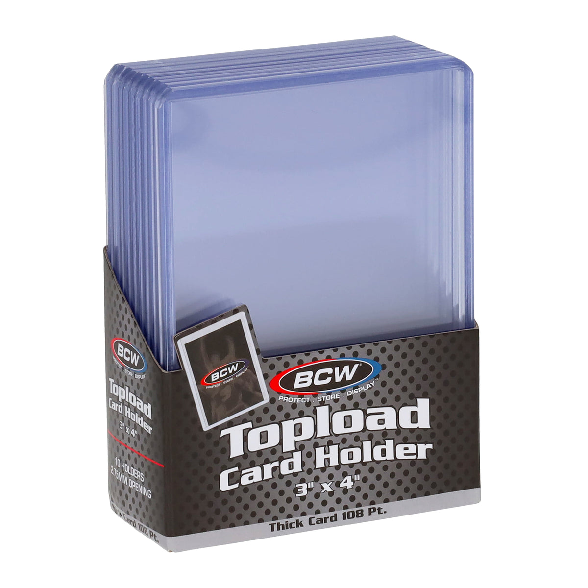 BCW 108 Pt Rigid Trading Card Protector – angled view