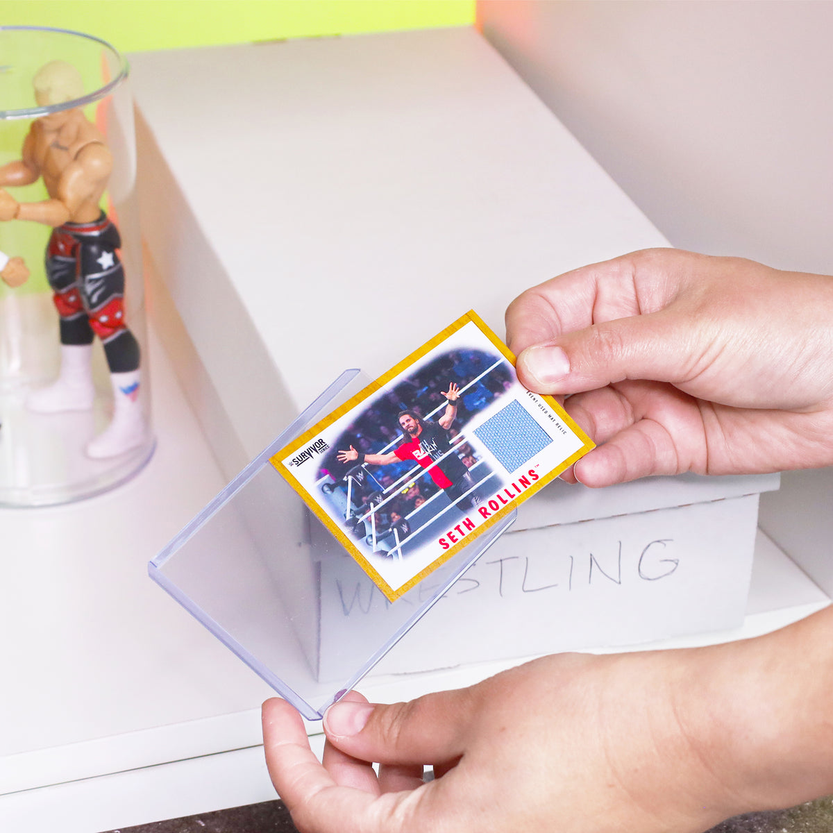 BCW 79 Pt Rigid Trading Card Protector – in-use view
