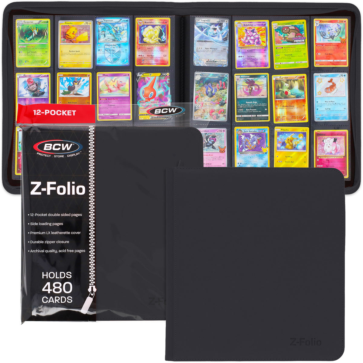 BCW Z-Folio 12-Pocket Lx Album - Black – front product view