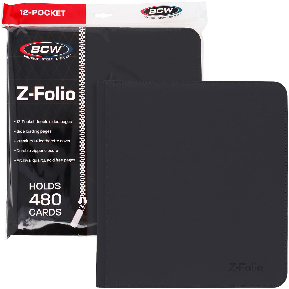 BCW Z-Folio 12-Pocket Lx Album - Black – front product view