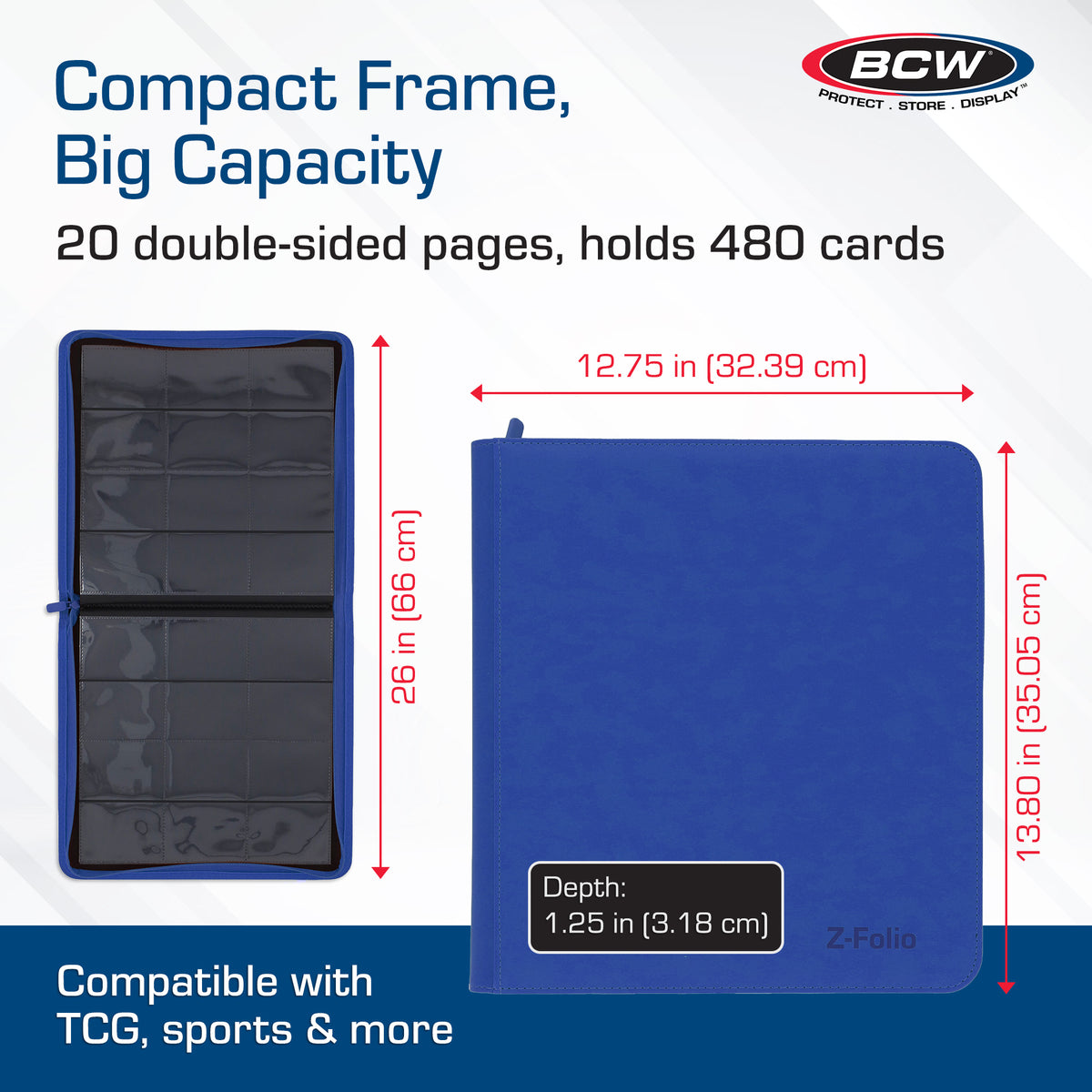 BCW Z-Folio 12-Pocket Lx Album - Blue – dimensions and specifications