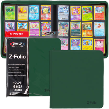 BCW Z-Folio 12-Pocket Lx Album - Green – front product view