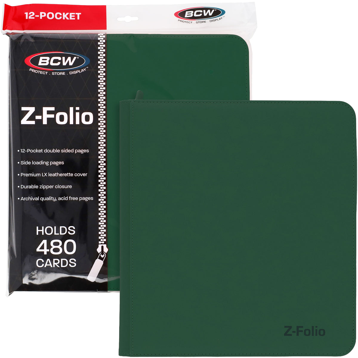 BCW Z-Folio 12-Pocket Lx Album - Green – front product view