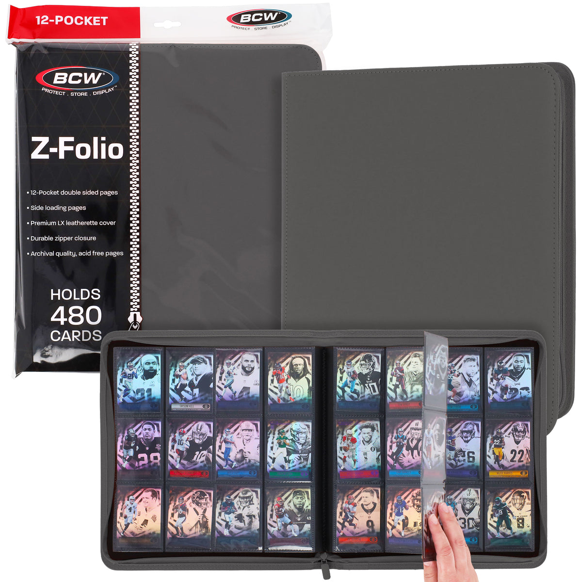 BCW Z-Folio 12-Pocket Lx Album - Gray – front product view
