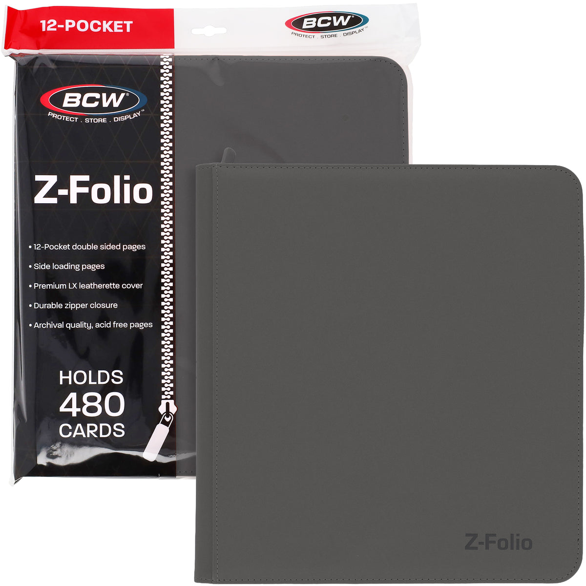 BCW Z-Folio 12-Pocket Lx Album - Gray – front product view