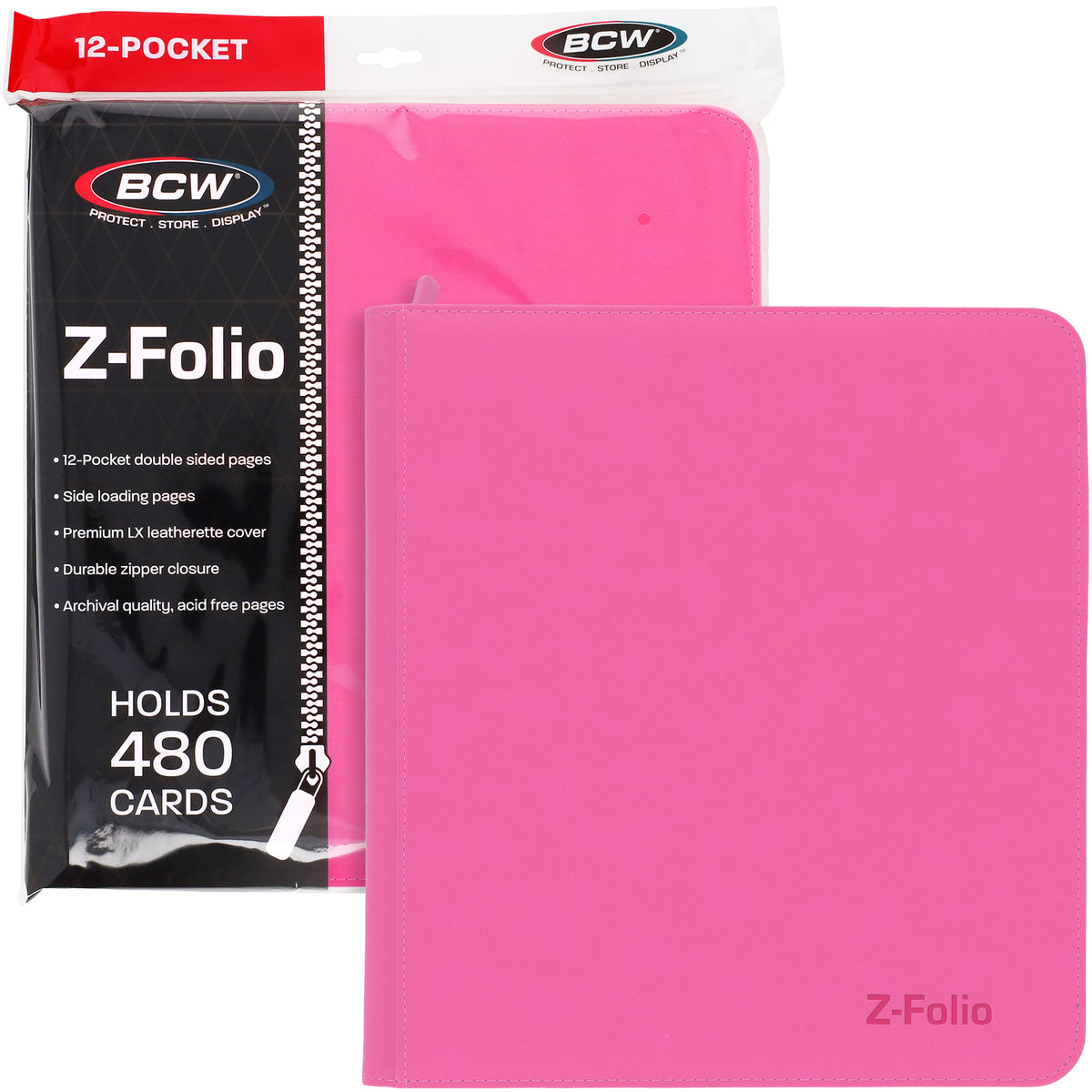 BCW Z-Folio 12-Pocket Lx Album - Pink – front product view