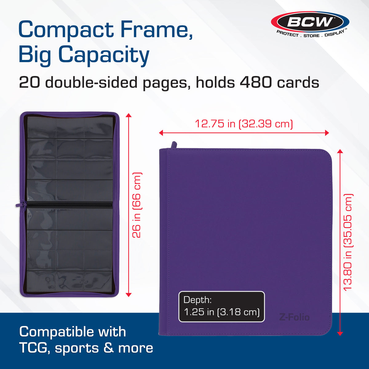 BCW Z-Folio 12-Pocket Lx Album - Purple – dimensions and specifications