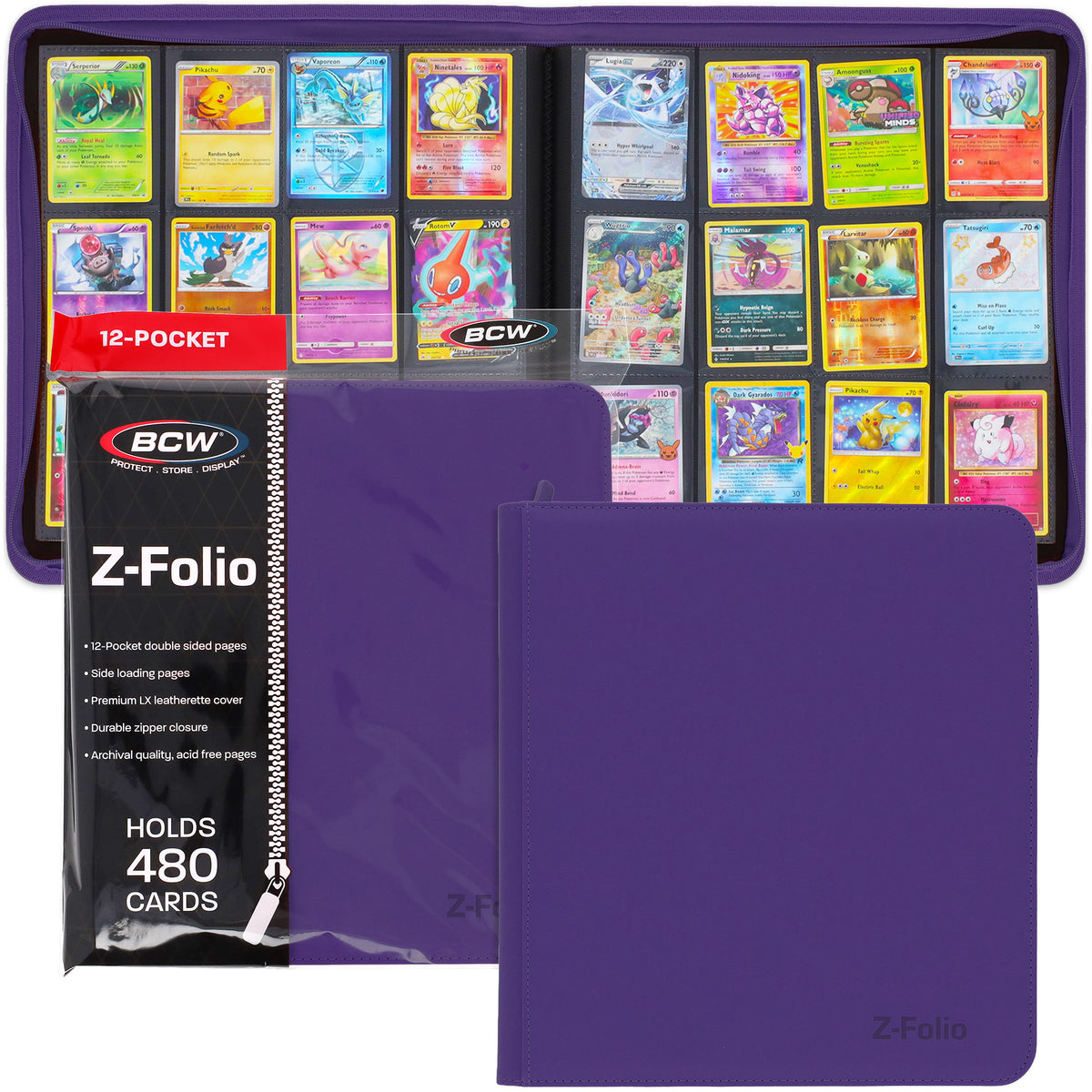 BCW Z-Folio 12-Pocket Lx Album - Purple – front product view