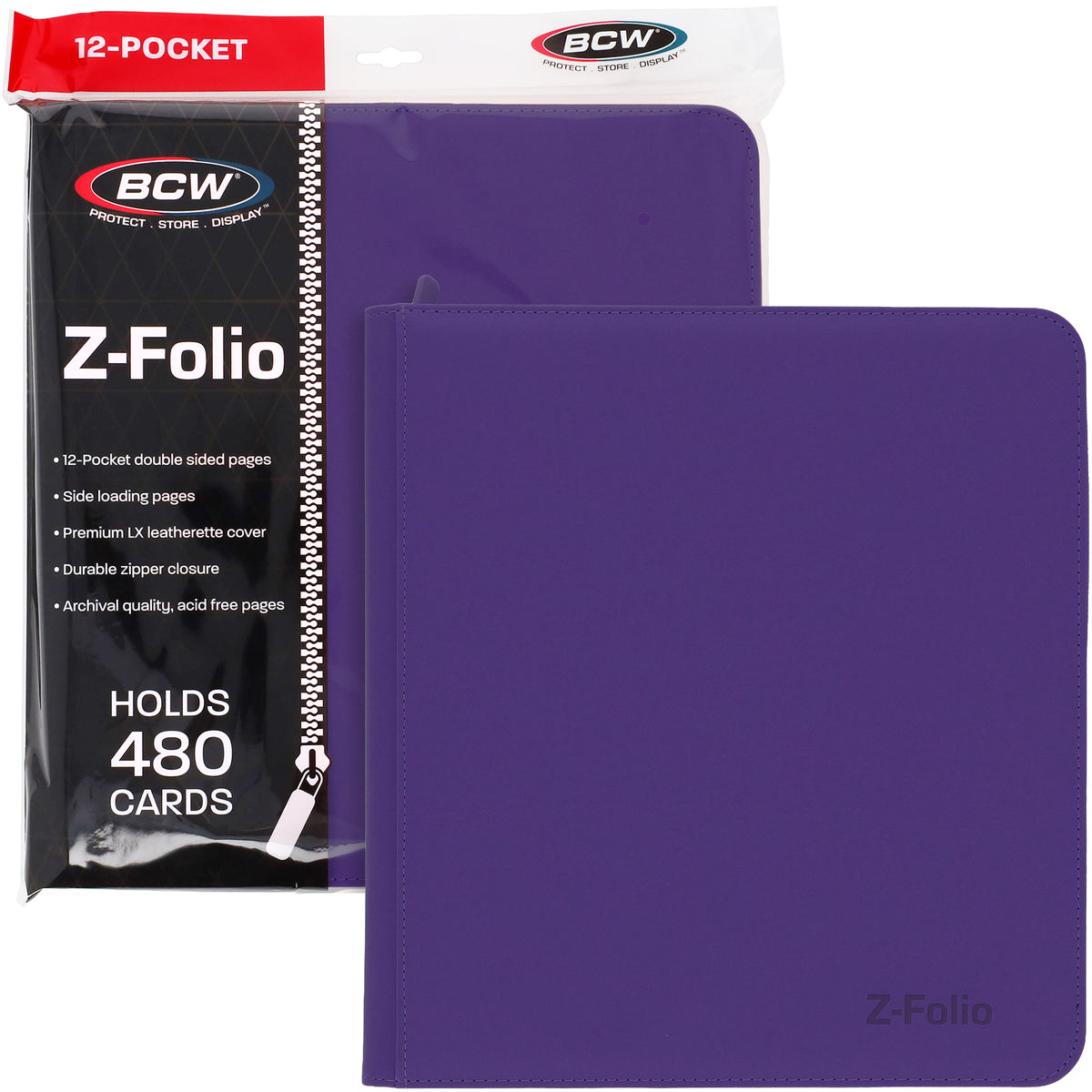 BCW Z-Folio 12-Pocket Lx Album - Purple – front product view