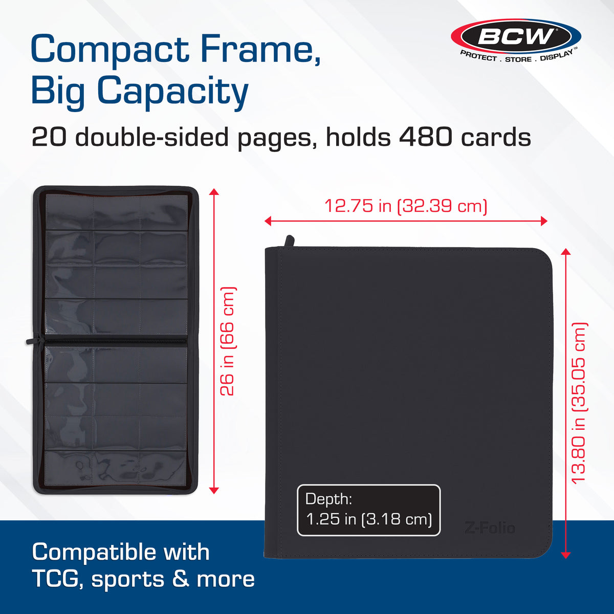BCW Z-Folio 12-Pocket Lx Album - Black – dimensions and specifications