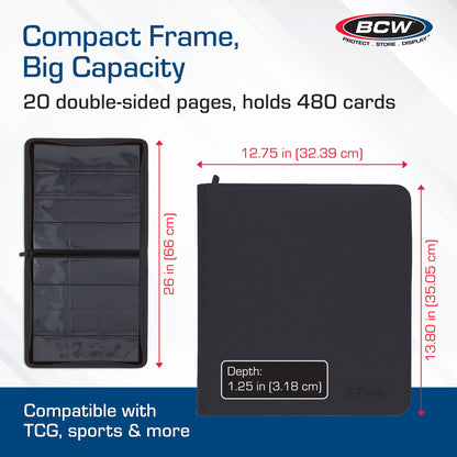 BCW Z-Folio 12-Pocket Lx Album - Black – dimensions and specifications