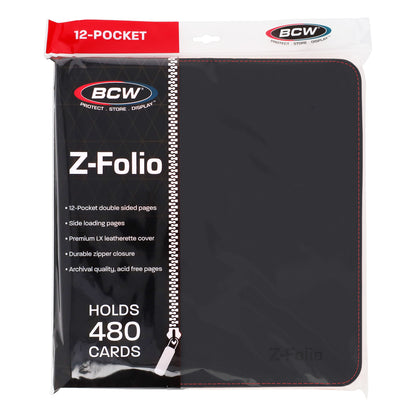 BCW Z-Folio 12-Pocket Lx Album - Black – front product view