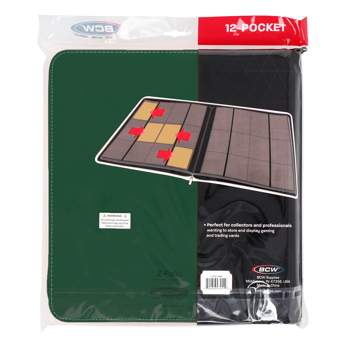 BCW Z-Folio 12-Pocket Lx Album - Green – rear view