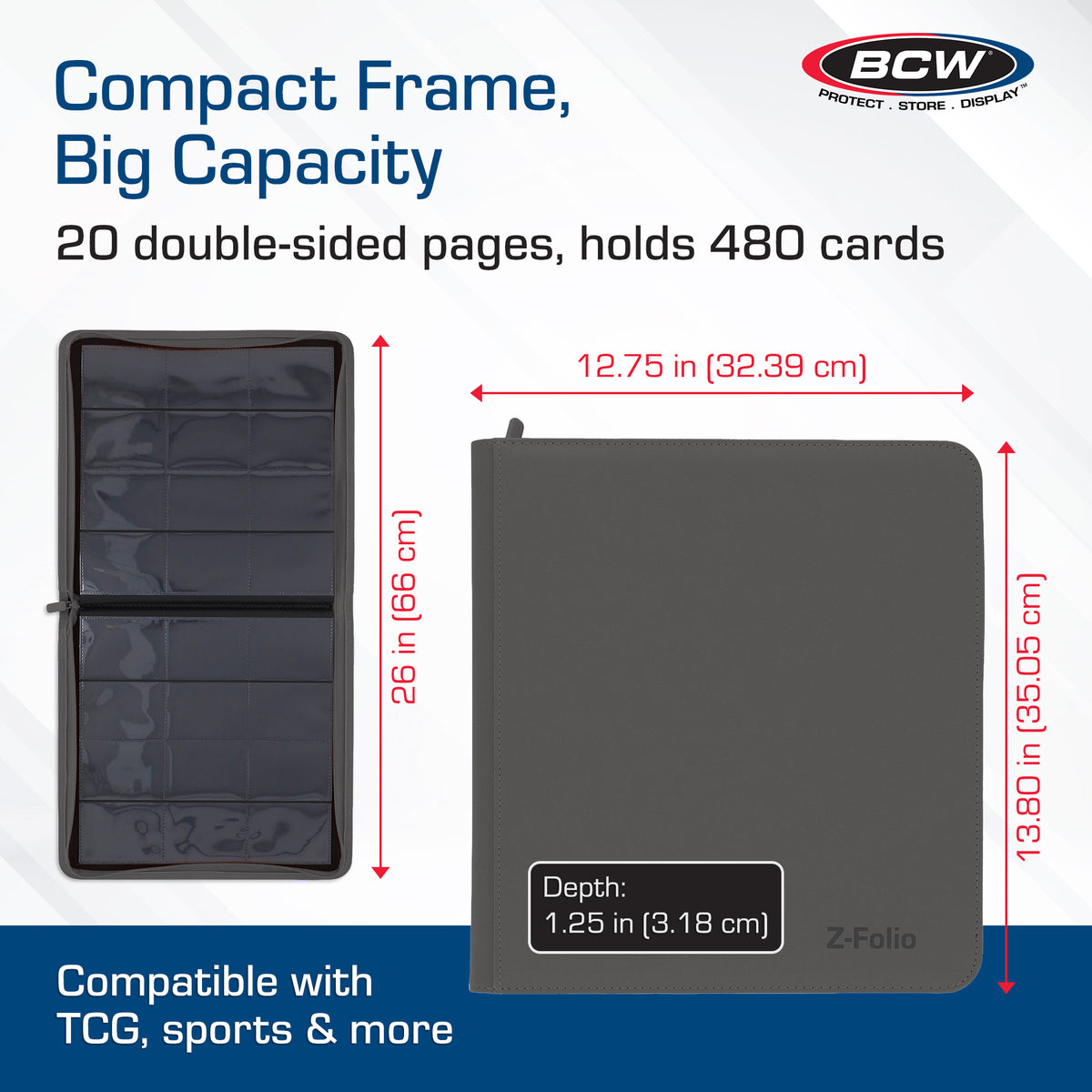BCW Z-Folio 12-Pocket Lx Album - Gray – dimensions and specifications