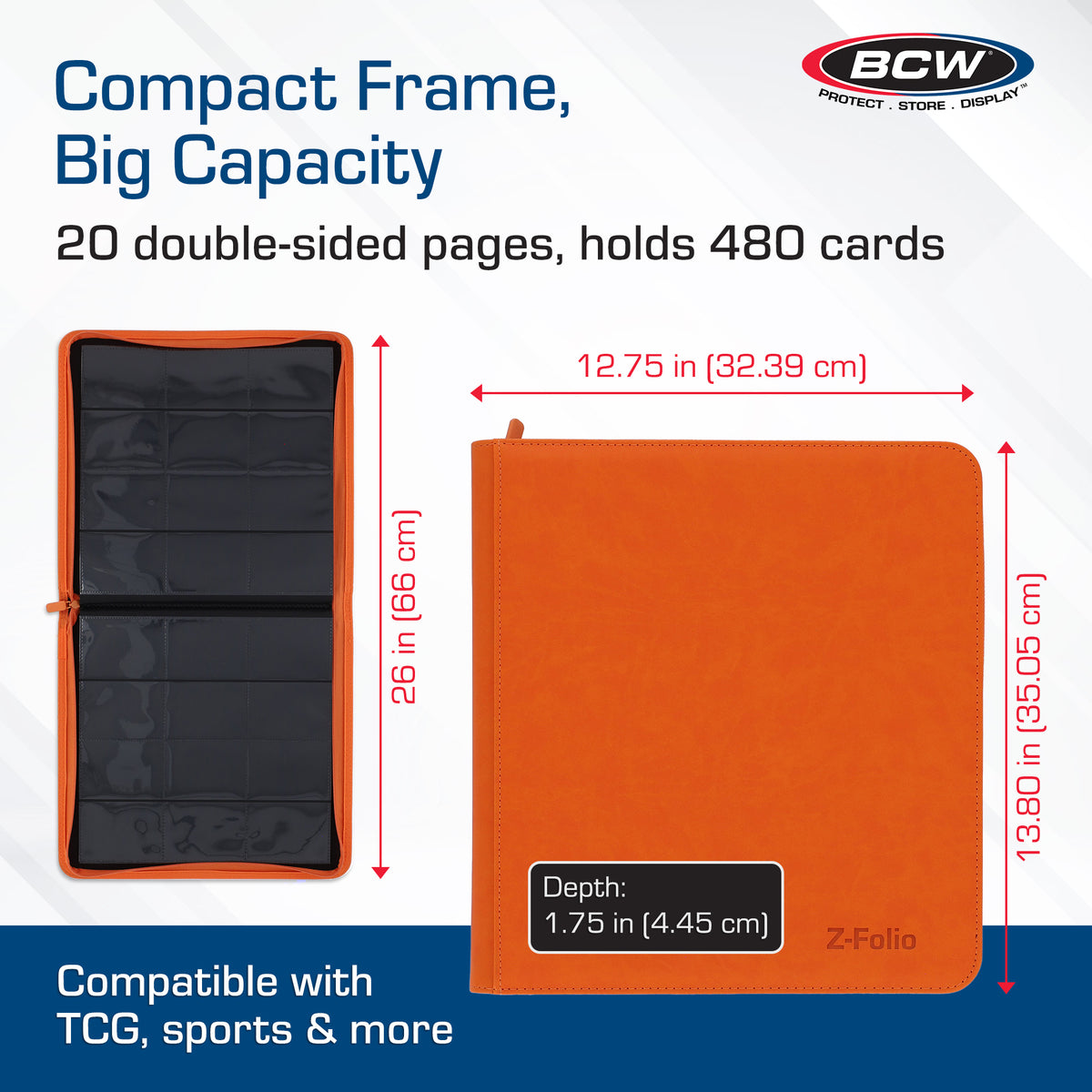 BCW Z-Folio 12-Pocket Lx Album - Orange – dimensions and specifications