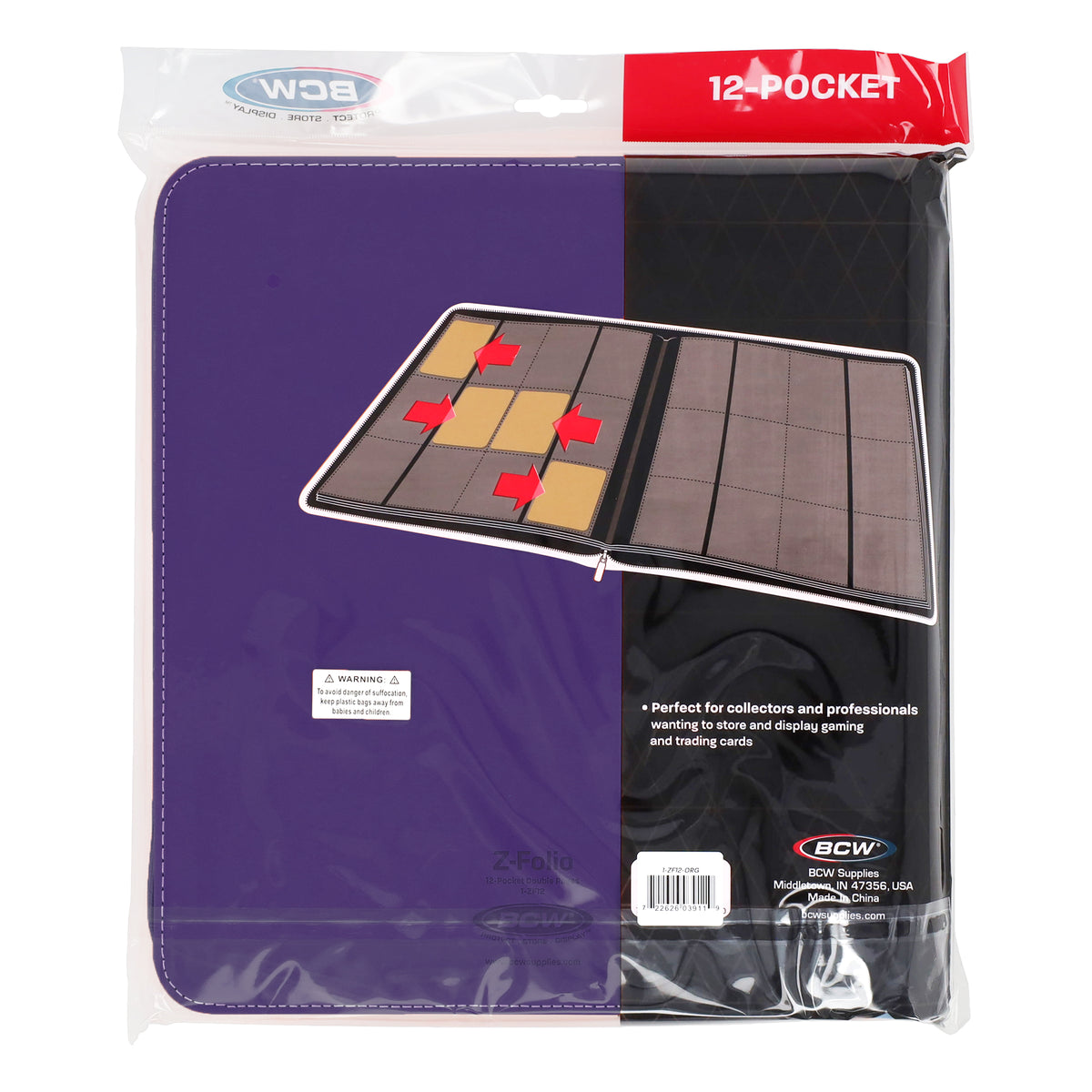 BCW Z-Folio 12-Pocket Lx Album - Purple – rear view