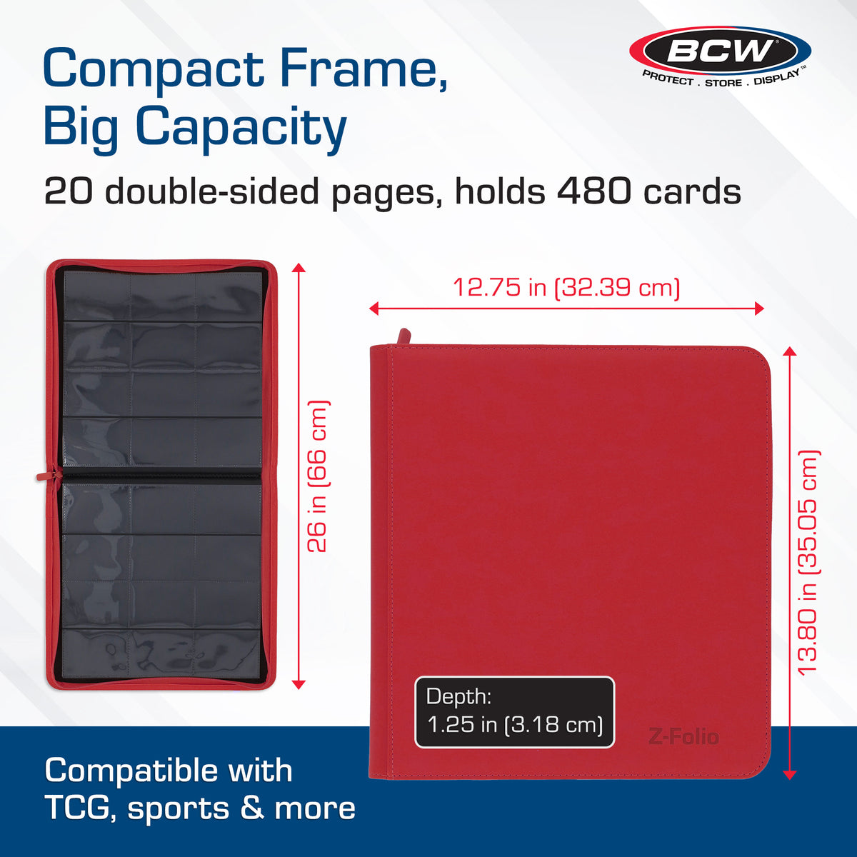 BCW Z-Folio 12-Pocket Lx Album - Red – dimensions and specifications