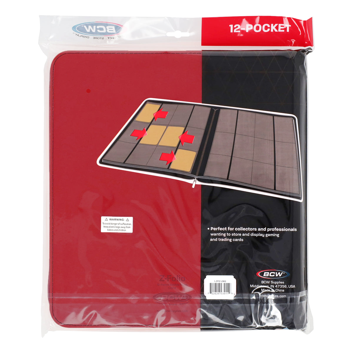 BCW Z-Folio 12-Pocket Lx Album - Red – rear view