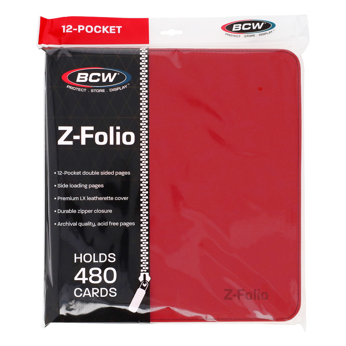 BCW Z-Folio 12-Pocket Lx Album - Red – front product view