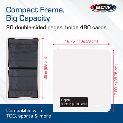 BCW Z-Folio 12-Pocket Lx Album - White – dimensions and specifications
