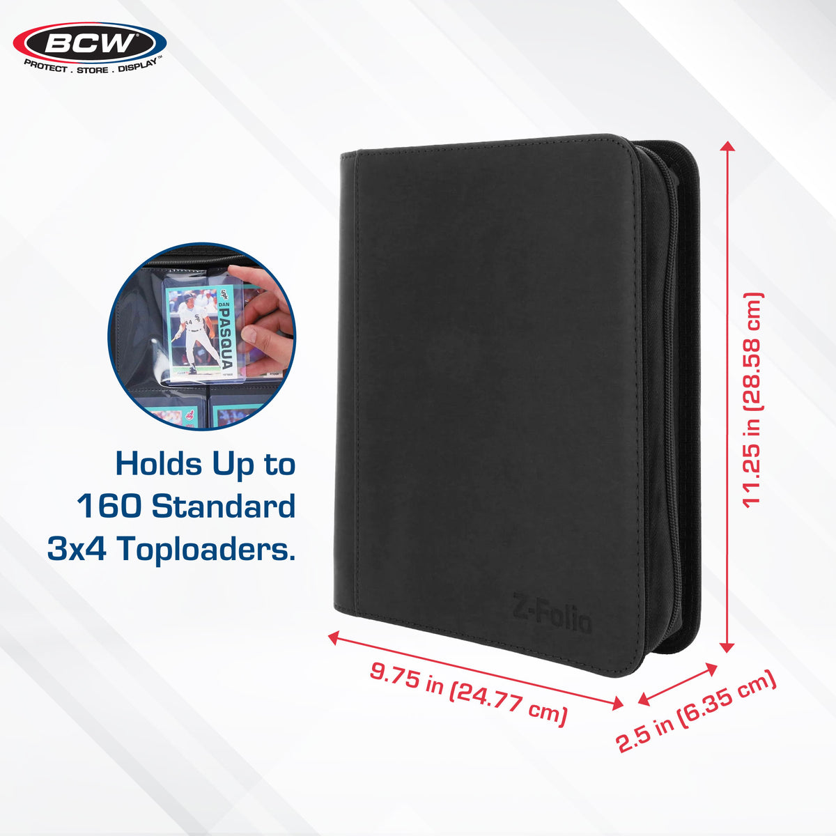 BCW Z-Folio 4-Pocket Lx Album - Toploaders - Black – dimensions and specifications