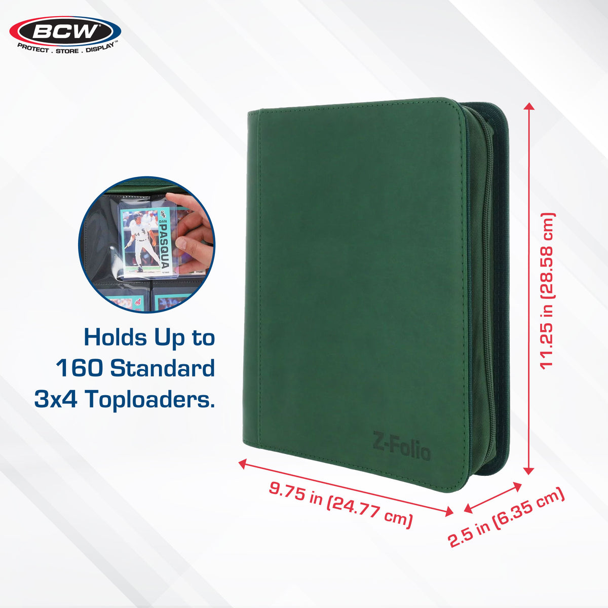 BCW Z-Folio 4-Pocket Lx Album - Toploaders - Green – dimensions and specifications