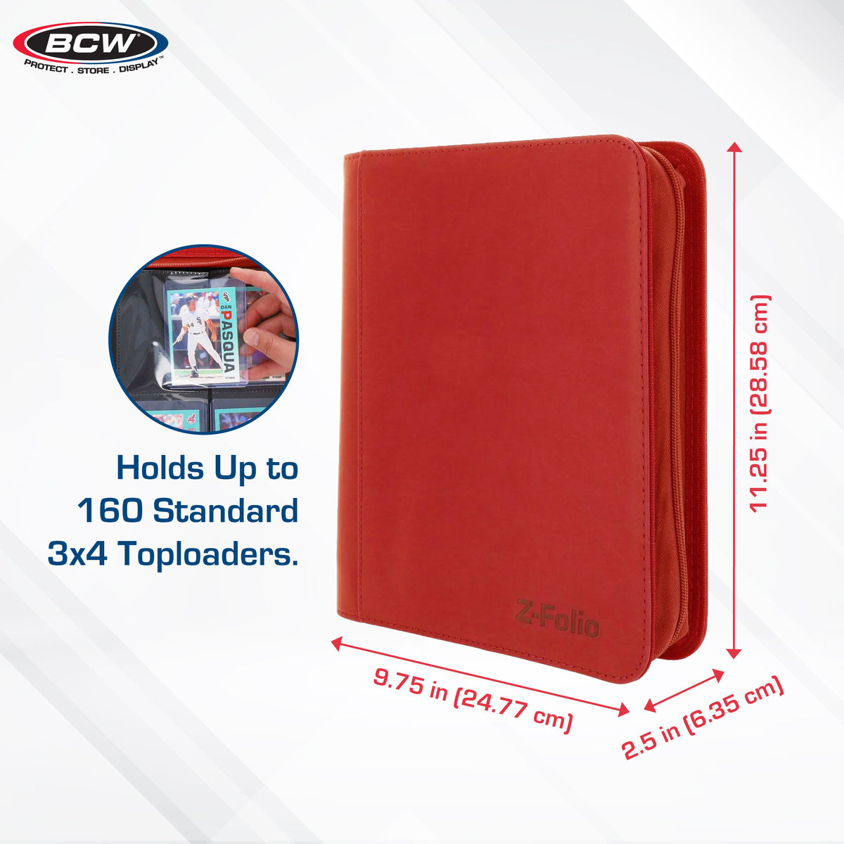BCW Z-Folio 4-Pocket Lx Album - Toploaders - Red – dimensions and specifications