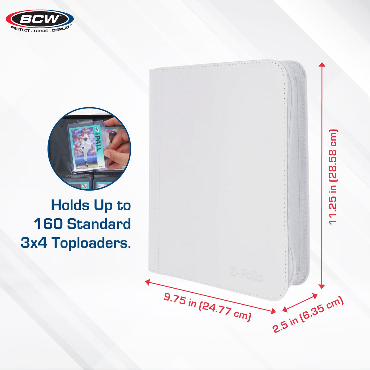 BCW Z-Folio 3-Pocket Lx Album - Toploaders - White – dimensions and specifications
