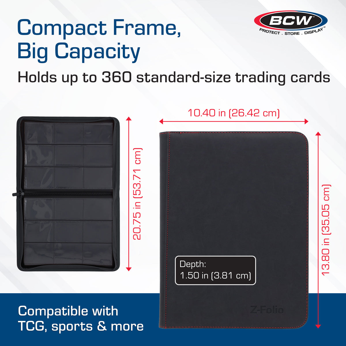 BCW Z-Folio 9-Pocket Album - Black – dimensions and specifications