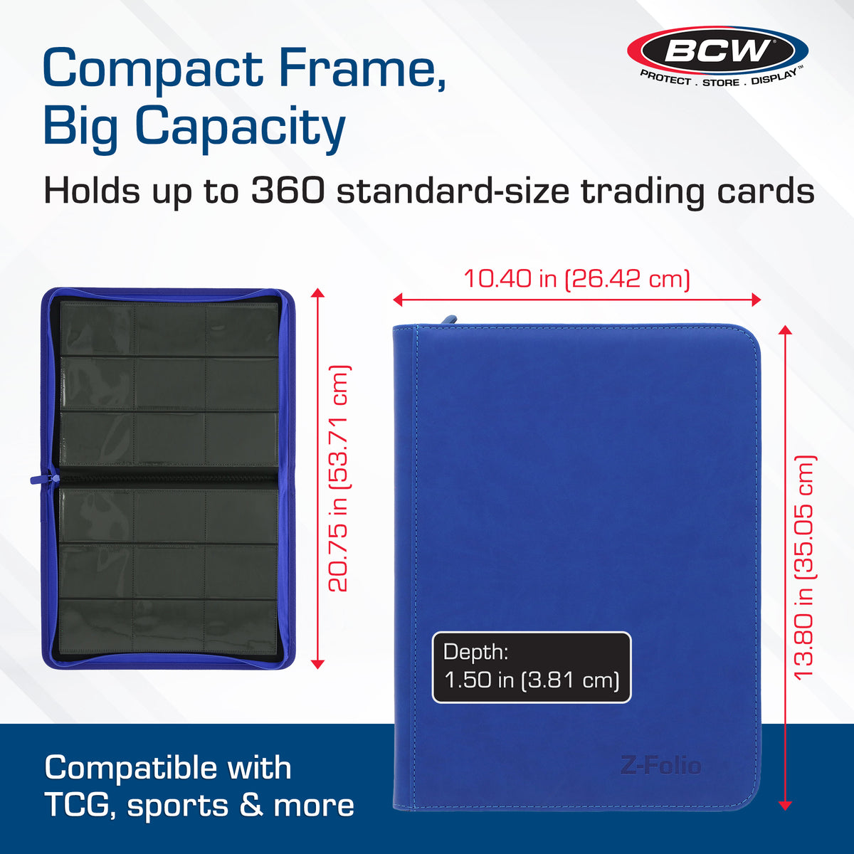 BCW Z-Folio 9-Pocket Album - Blue – dimensions and specifications